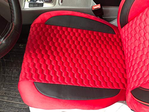 Protectores de Las Fundas de los Asientos de Coche V2110659 Negro-Rojo Aplicaciones de Cuero Artificial en Asientos Delanteros Accesorios de automoción