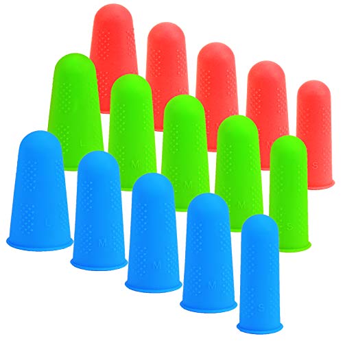 Protectores de silicona para los dedos,ZERHOK,15 pcs,silicona Finger Cots,cots finger silicona para proteger los dedos en DIY y artesanía.