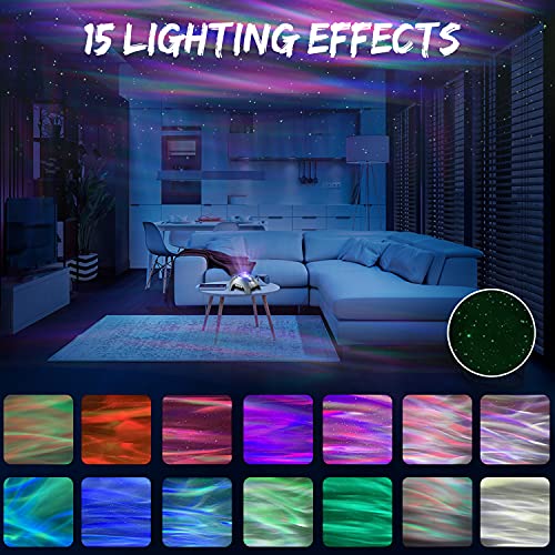 Proyector Estrellas, Aurora Galaxy Proyector con Bluetooth y 8 Blanco Ruido LED lampara de Estrellas Remoto luz Nocturna para Habitación Fiesta Decoración, Control de voz para Niños Adultos - Gris