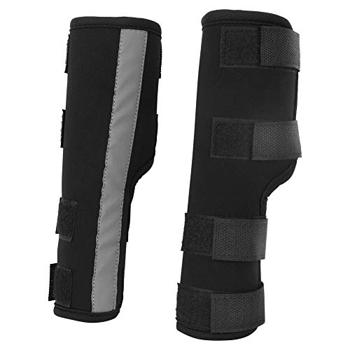 Pssopp Tiras Delanteras de la Pierna del Perro Soportes de compresión de la Pata Canina Cojín de la Rodilla de la Mascota Protector del Codo del Perro con Correas Reflectantes(S)