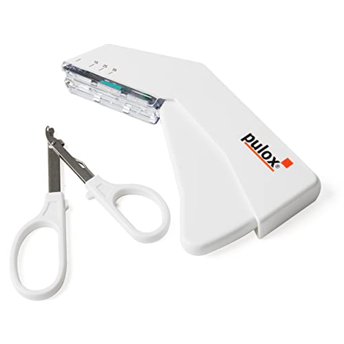 Pulox Grapadora de Piel estéril desechable + Removedor (Set) instrumento desechable con grapadora de 35 soportes de piel y removedor de grapas