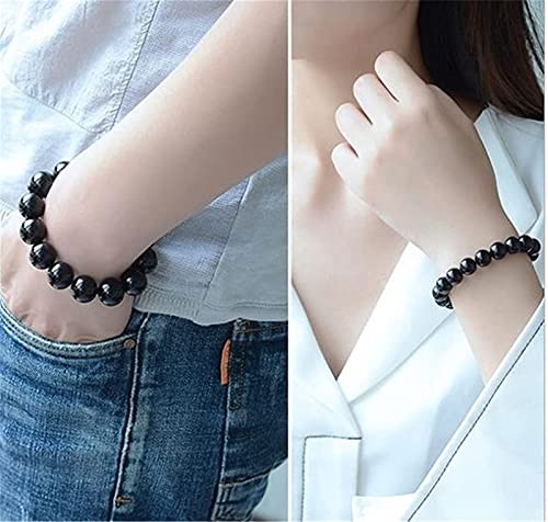 Pulsera de drenaje linfático de obsidiana de 2/5 piezas, pulsera de tobillera de obsidiana negra antiinflamatoria, pulseras de terapia magnética de piedra negra para pérdida de peso (2 piezas)