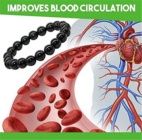 Pulsera de drenaje linfático de obsidiana de 2/5 piezas, pulsera de tobillera de obsidiana negra antiinflamatoria, pulseras de terapia magnética de piedra negra para pérdida de peso (2 piezas)