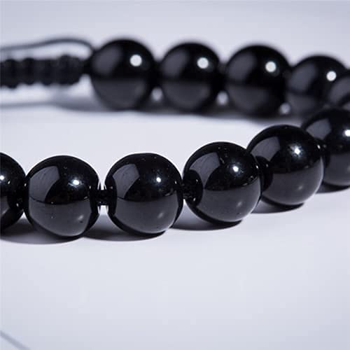 Pulsera de obsidiana de drenaje linfático, pulsera de obsidiana negra antiinflamable natural para unisex, tejido puramente a mano, pulsera de imán ajustable negro (4 piezas)