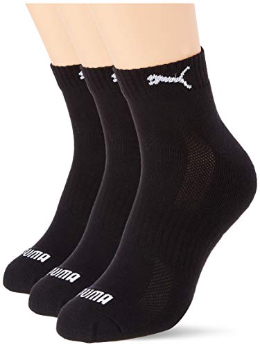 PUMA Cushioned Quarter Socks (3 Pack) Calcetines, Negro, 35/38 Unisex Adulto