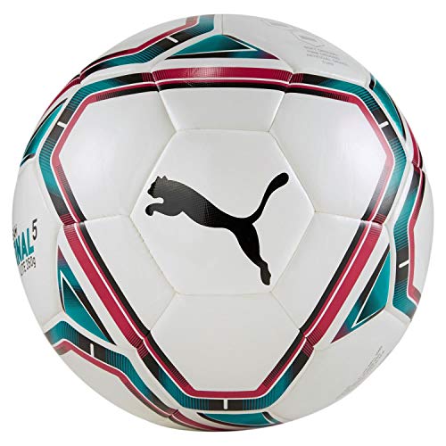 PUMA teamFINAL 21 Lite Ball 350g Balón de Fútbol, Unisex-Adult, White-Rose Red-Ocean Depths Black, 4
