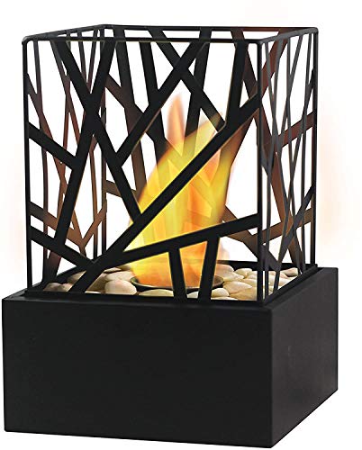 Purline Amaltea Biochimenea de sobremesa para uso interior o exterior con diseño moderno color negro