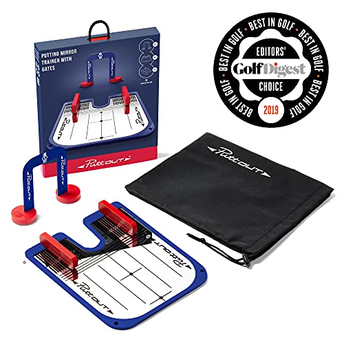 PuttOut Putting Mirror Trainer and Alignment Gate, Britain Limited Edition Alineación, Espejo, Poner, Ayuda de Entrenamiento, Unisex, Azul