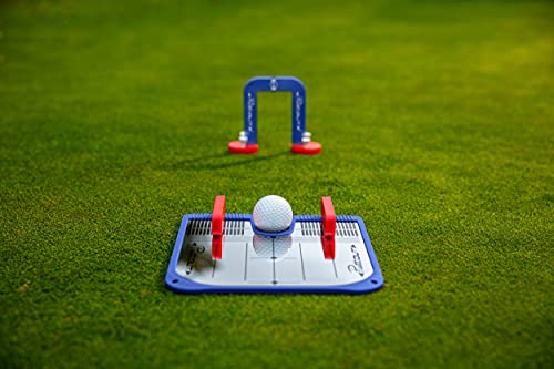 PuttOut Putting Mirror Trainer and Alignment Gate, Britain Limited Edition Alineación, Espejo, Poner, Ayuda de Entrenamiento, Unisex, Azul