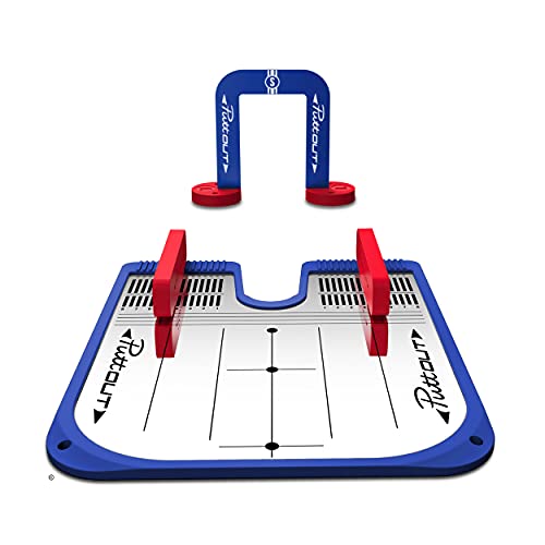 PuttOut Putting Mirror Trainer and Alignment Gate, Britain Limited Edition Alineación, Espejo, Poner, Ayuda de Entrenamiento, Unisex, Azul