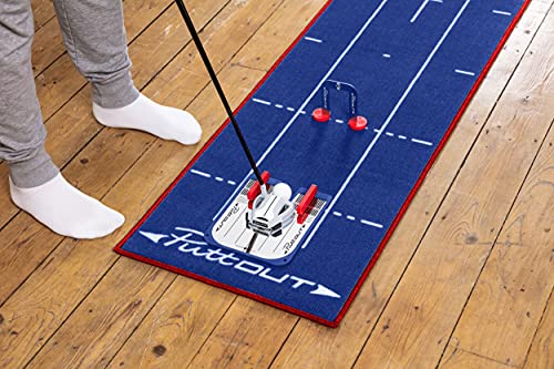PuttOut Putting Mirror Trainer and Alignment Gate, Britain Limited Edition Alineación, Espejo, Poner, Ayuda de Entrenamiento, Unisex, Azul