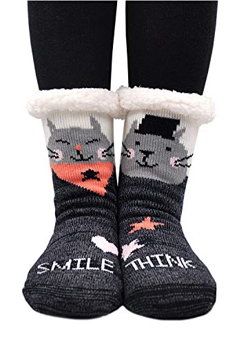 PUTUO Pantuflas Mujer Gruesos Calcetines de piso casa abrigados Invierno Térmico Calcetines, Mujer Antideslizante Calientes Calcetines Zapatillas de casa