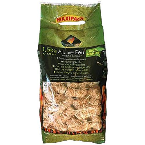 PYRO FEU 15756-6 Lana de Madera Enciende Fuego FSC 100% Natural, Beige