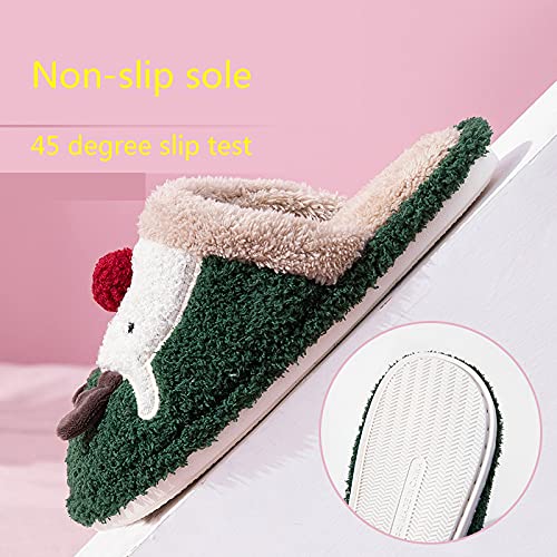 QAZW Zapatillas De Navidad De Felpa Suave para Hombre y Mujer, Zapatillas Antideslizantes Cálidas Retro, Zapatos De Casa Antideslizantes, Pantuflas De Mujer Mullidas y Bonitas,Brown-44/45EU