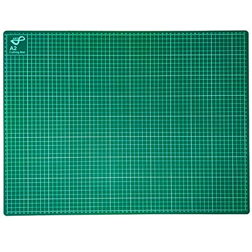 QILZO® Tabla de Corte A2 Doble Cara Plancha de Corte 3 capas para Costura y Manualidades Base de Corte para Patchwork Cutting Mat, Color Verde (60 x 45cm)