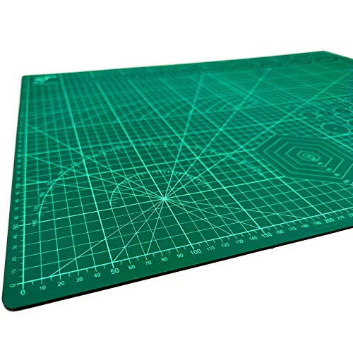 QILZO® Tabla de Corte A2 Doble Cara Plancha de Corte 3 capas para Costura y Manualidades Base de Corte para Patchwork Cutting Mat, Color Verde (60 x 45cm)