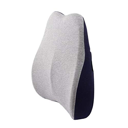 Qingzhuan Cojín de Apoyo Lumbar para la Espalda Fundas Lavables de Espuma Viscoelástica Cojines de Silla Que Previenen el Dolor de Espalda (Azul)