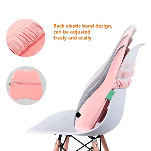 Qingzhuan Cojín de Apoyo Lumbar para la Espalda Fundas Lavables de Espuma Viscoelástica Cojines de Silla Que Previenen el Dolor de Espalda (Azul)