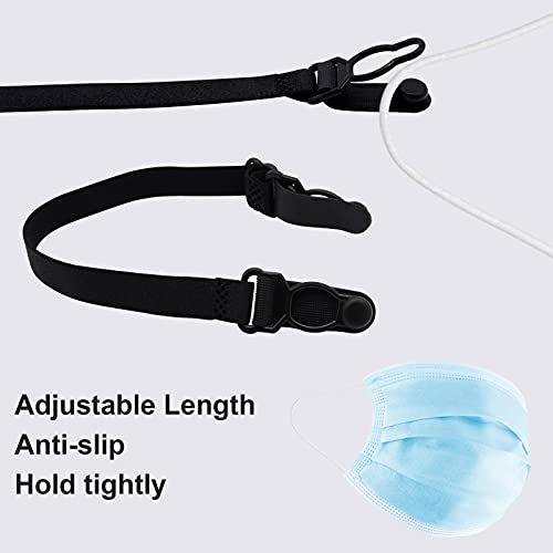 QOCO 5pcs Salvaorejas para Mascarillas con Buen Elasticidad, Ajustables Sujeta Mascarillas Protector Orejas, Sujeta Mascarillas Salvaorejas Ideal para Niños y Adultos(Negro)