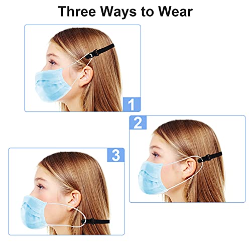 QOCO 5pcs Salvaorejas para Mascarillas con Buen Elasticidad, Ajustables Sujeta Mascarillas Protector Orejas, Sujeta Mascarillas Salvaorejas Ideal para Niños y Adultos(Negro)