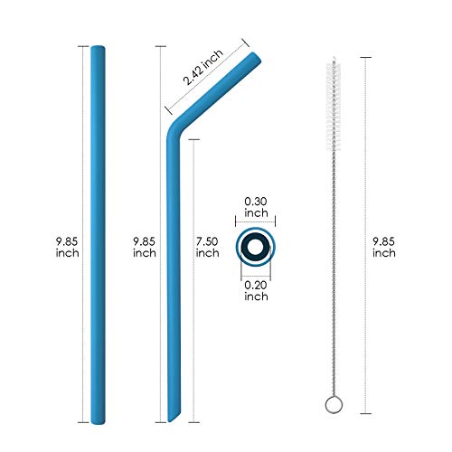 Qoosea Pajitas de Silicona Reutilizables Regular Paja de Beber de Silicona con 2 Cepillos de Limpieza sin BPA para Yogur Batidos Jugo Café Cóctel Niños y Adultos (12 Unidades) (0.3inch)