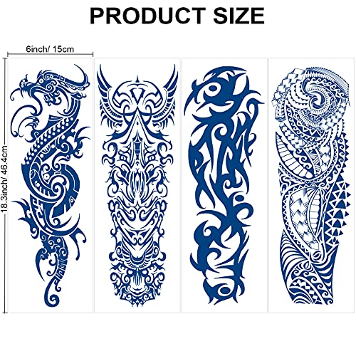 Qpout Tatuajes temporales semipermanentes para hombres y mujeres, 1-2 semanas de larga duración, manga completa para el brazo, tatuaje falso, tótem tribal, tatuajes realistas impermeables