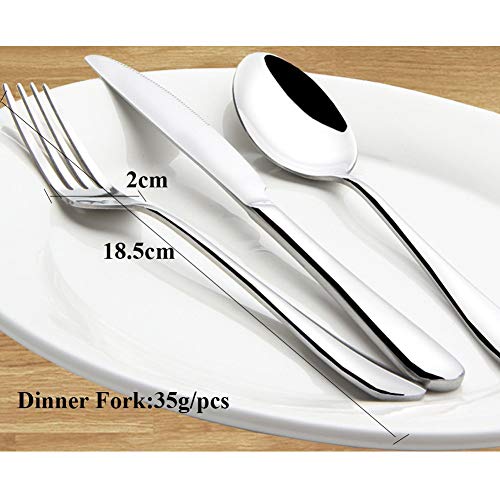 Qucher - Cubertería (tenedores de 18,2 cm, cuchillos de carne de 22,8 cm, cucharas largas de 19 cm, cucharas para sopa de 16,5 cm)