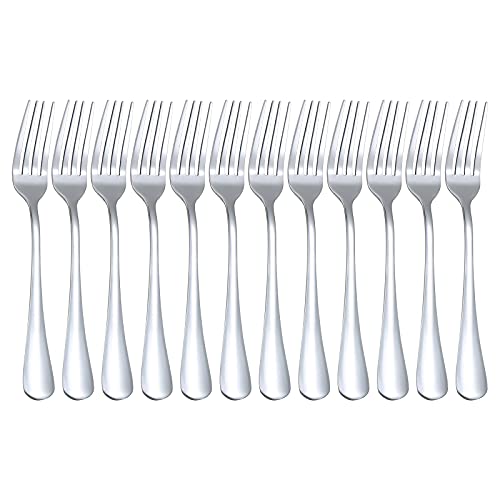 Qucher - Cubertería (tenedores de 18,2 cm, cuchillos de carne de 22,8 cm, cucharas largas de 19 cm, cucharas para sopa de 16,5 cm)