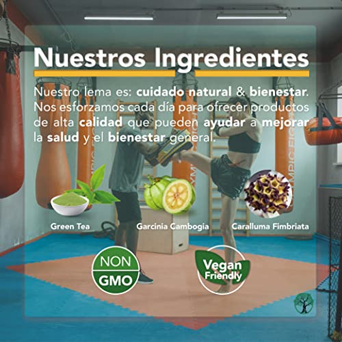 Quemador de grasa potente 100% natural para adelgazar con Caralluma Fimbriata, Garcinia Cambogia y extracto de té verde. 60 caps vegetales