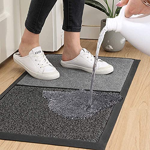 Queta Alfombrilla Desinfectante de Calzado Alfombra Exterior para Puerta Almohadilla Absorbente De Agua Antisuciedad Impermeable Lavable para Atrapar Suciedad para Recibidor (Gris)