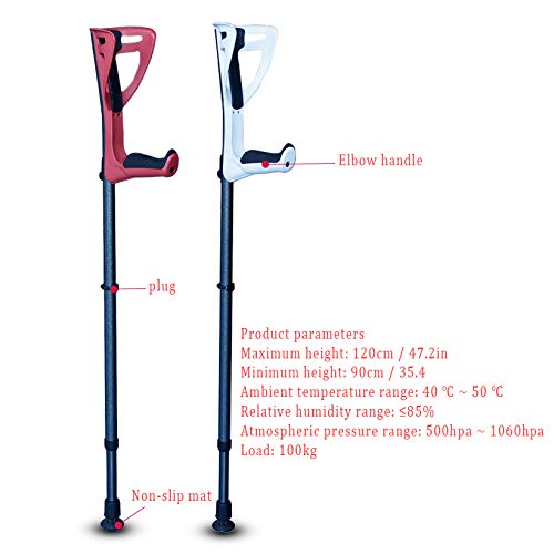 QULONG (1) Unidades de ergonómicas del antebrazo muletas - Adultos Ajustables, Plegables, ergonómicos, Amortiguador, Antideslizante, Plataformas Rodilla-Rest,Blanco