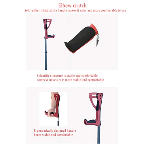 QULONG (1) Unidades de ergonómicas del antebrazo muletas - Adultos Ajustables, Plegables, ergonómicos, Amortiguador, Antideslizante, Plataformas Rodilla-Rest,Blanco