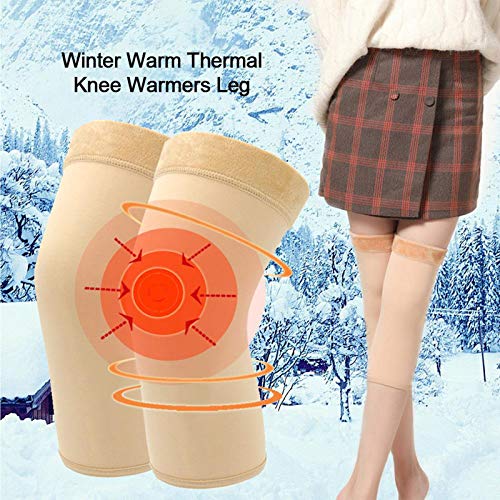 QWET Rodilleras EláSticas De VellóN, Equipo De ProteccióN Antideslizante Unisex De Cepillado Fino, Adecuado para Mujeres, Ancianos, Problemas De Rodilla,Negro