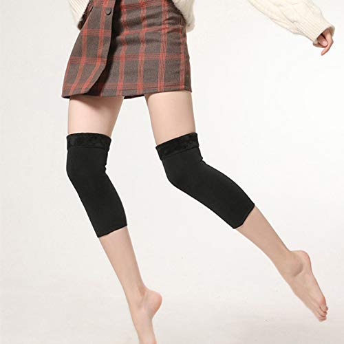 QWET Rodilleras EláSticas De VellóN, Equipo De ProteccióN Antideslizante Unisex De Cepillado Fino, Adecuado para Mujeres, Ancianos, Problemas De Rodilla,Negro