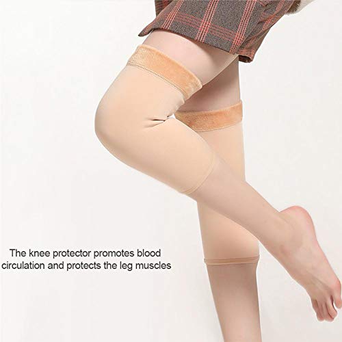 QWET Rodilleras EláSticas De VellóN, Equipo De ProteccióN Antideslizante Unisex De Cepillado Fino, Adecuado para Mujeres, Ancianos, Problemas De Rodilla,Negro