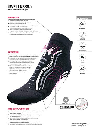 R-Evenge - Calcetín deportivo técnico para todas las actividades en el gimnasio, pilates, yoga, gimnasia postural, trx, crossfit, calistagenis, antideslizante Nero/Fucsia 34/37 EU
