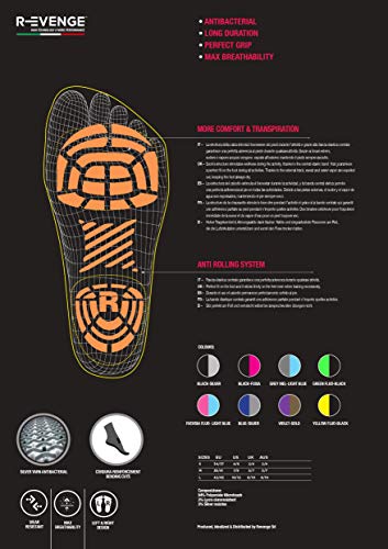 R-Evenge - Calcetín deportivo técnico para todas las actividades en el gimnasio, pilates, yoga, gimnasia postural, trx, crossfit, calistagenis, antideslizante Nero/Fucsia 34/37 EU