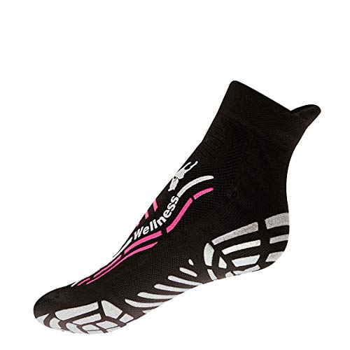 R-Evenge - Calcetín deportivo técnico para todas las actividades en el gimnasio, pilates, yoga, gimnasia postural, trx, crossfit, calistagenis, antideslizante Nero/Fucsia 34/37 EU