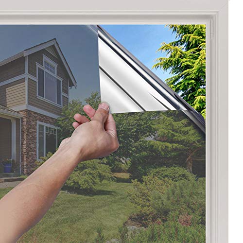 rabbitgoo Vinilos Espejo para Ventanas Unidireccional Lámina Electricidad Estatica Protector Solar Privacidad Vinilo Ventana Deorativos Adhesiva Anti 85% Calor y 99% UV para Hogar Oficina 44.5x200CM