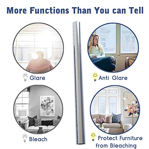 rabbitgoo Vinilos Espejo para Ventanas Unidireccional Lámina Electricidad Estatica Protector Solar Privacidad Vinilo Ventana Deorativos Adhesiva Anti 85% Calor y 99% UV para Hogar Oficina 44.5x200CM