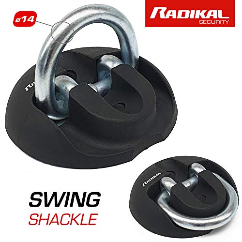 RADIKAL RK54 Anclaje suelo o pared garage moto, caravana, remolque, Acero alta resistencia con arco basculante.