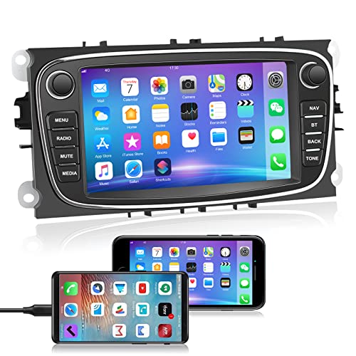 Radio Coche 7 Pulgadas para Ford Focus Mondeo C-MAX S-MAX Galaxy II Kuga, Autoradio 2DIN de Ford con Bluetooth/WiFi/GPS/FM/RDS/USB, Apoyo Mandos Volante, Mirrorlink y Aparcamiento