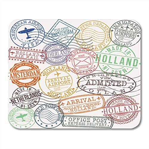 Rae Esthe Gaming Mouse Pad Post Amsterdam Holanda Países Bajos Sello Símbolo Anciano Aeropuerto Antigüedad Llegada Decoración Oficina Antideslizante Respaldo de Goma Mousepad Alfombrilla de ratón