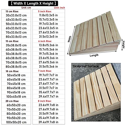 Rampa de transición de umbral de entrada de madera de 5/6/7/8 pulgadas de elevación, rampas de acera para vehículos de scooter de silla de ruedas eléctrica de moto de automóvil, pendiente escalonada (