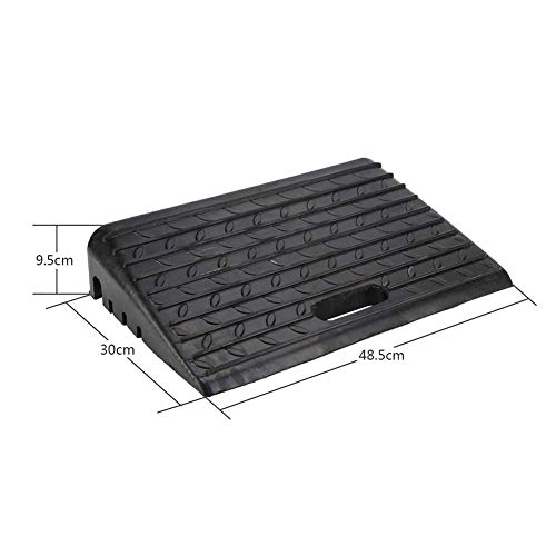 Rampas de goma, 2 unidades, rampa para aceras, portátil, para silla de ruedas, aceras de coche, goma rampa para discapacitados, negro, 48,5 x 30 x 9,5 cm