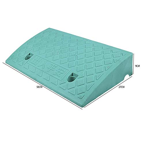 Rampas de goma para bordillos Vestíbulo Carril auxiliar Plataforma impermeable Pasos para sillas de ruedas PVC impermeable Antideslizante Fácil de transportar, 4 tamaños (Color: Azul, Tamaño: 50X27X7C
