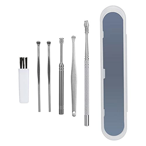 Raspbery Kit de eliminación de Cera de oídos Herramientas de extracción de Cera de oídos Limpiador de oídos Reutilizable Juego de Ganchos de Oreja de Acero Inoxidable con Caja de Utilidad amicably