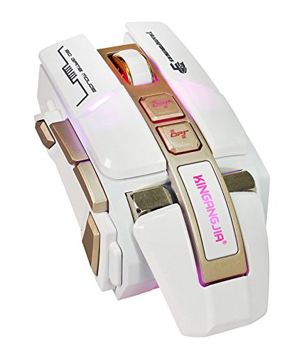 Ratón de juego 3500 DPI 9 clave macro definición profesional con cable PC ordenador portátil ratón de juego, 4 ajustable DPI nivel, 4 luces LED modo , white