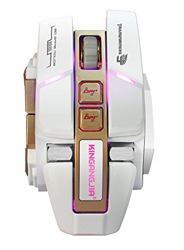 Ratón de juego 3500 DPI 9 clave macro definición profesional con cable PC ordenador portátil ratón de juego, 4 ajustable DPI nivel, 4 luces LED modo , white