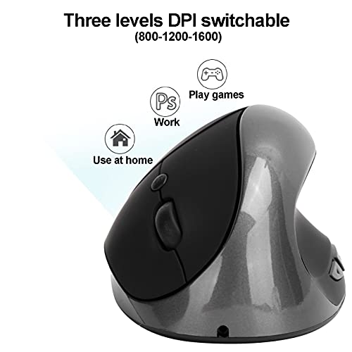 Ratón Ergonómico Inalámbrico, Reduce El Dolor De Muñeca, 3 Niveles Ajustables De dpi 800/1200/1600, Mejor Rendimiento De PC, Escritorio, Portátil(Negro)